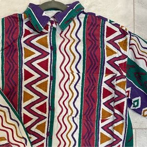 NWT Rosettes Vintage 80s/90s Multicolor Button Down Shirt